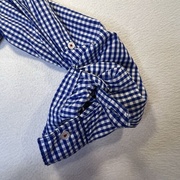 White Stag Womens Large Christmas Gingham Button Down Roll Tab Shirt Embroidered - Picture 9 of 13